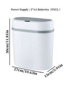 1 pieza Papelera con sensor inteligente, se puede colocar en el espacio entre el inodoro y la pared - Blanco - Ver 6