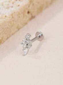 1pc Fashionable Minimalist Diamond Stainless Steel Leaf Earrings, Suitable For Women's Daily Wear - Leaves - View 7