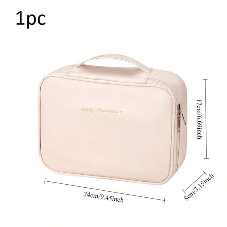 多层大容量可拆卸化妆包，仿皮旅行化妆品收纳盒，带刷架，男女通用便携式美妆必备品整理袋，完美的新年和情人节礼物 - 彩色 - 查看 5