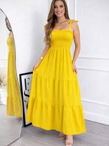 Floral Maxi Dress – Elegance And Comfort - Amarillo - Ver 2