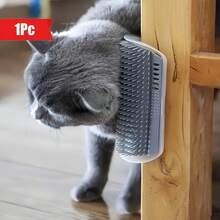 Wall-Mounted Cat Self-Cleaning Grooming Comb | Durable PP Material, Easy-To-Use Adhesive Strip, Convenient Assembly, Space-Saving Design, Ergonomic Pet Grooming Tool For Kittens And Small Dogs | Lightweight, High-Quality Bristles - Multicolor - View 13