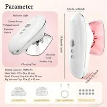 5-In-1 Body Shaping Device - Negative Pressure Lymphatic Drainage Massager, Smart Microcurrent Red & Blue Light Massage Device With Fat Suction, Anti-Cellulite Massage Tool For Firming Skin On Face, Abdomen, Arms, Legs - White - View 9