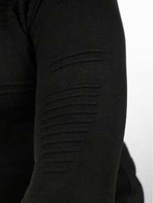 Men's Blouse, Textured Knit Sweater, Round Neck, Long Sleeve, Old Money, Men's Clothing, Winter, Work, Party - 黑色 - 查看 4