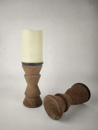 1 stuk elegante kaarsenhouder van grenenhout, rustieke cilindrische kaarsenstandaard, geschikt voor huisdecoratie, eettafel, kamer, bruiloft, feestdecoratie met vintage charme