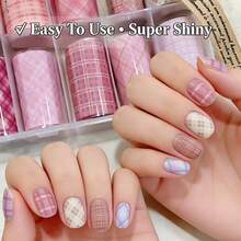 10色蕾丝花朵美甲贴纸，DIY哥特暗黑美甲贴花转印箔，新年郁金香星空美甲贴纸，适合美甲沙龙和个人使用，盒装美甲装饰（不含胶水），是送给女性和女孩的理想美甲配件礼物。 - 彩色 - 查看 9