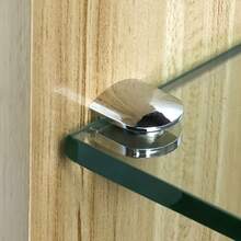 4pcs Stainless Steel Glass Shelf Brackets, Reinforced Adjustable Glass Holders, Silver Bathroom Clamps - 4pcs - View 4