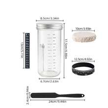 一套24盎司玻璃发酵罐套装，包含刻度、盖子、刮刀和密封圈，适用于制作酸面团酵头、天然酵母叶发酵罐、带盖酱油罐、面包烘焙工具、发酵玻璃罐、果汁发酵罐、发酵用品和烘焙配件。 - - - 查看 8