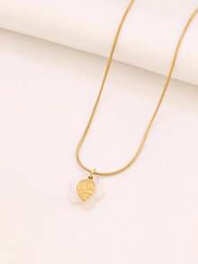 1pc Stainless Steel Ocean Conch Pendant Necklace For Women Fashion 8K Gold Plated Flower Shell Charms Chain Necklaces Jewelry - Necklace - View 8