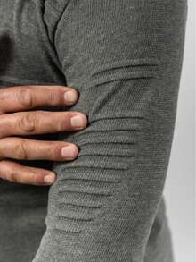 Men's Blouse, Textured Knit Sweater, Round Neck, Long Sleeve, Old Money, Men's Clothing, Winter, Work, Party - 石墨 - 查看 3