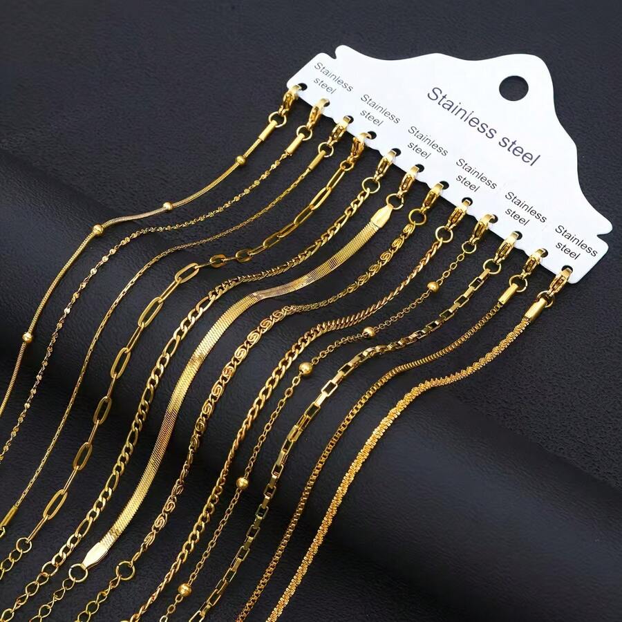 Pulsera de cadena de acero inoxidable de moda para mujer, joyería resistente a la decoloración - Multicolor - Ver 1