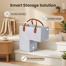 Foldable Stair Basket With Durable Handle, Suitable For Carpeted Stairs, Can Be Used To Store Clothes, Books, Laptops, Durable Stair Step Basket, Foldable, Suitable For Home Storage, Christmas And Halloween Gifts - 彩色 - 查看 2