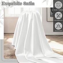 缎面抱枕套，类似丝绸抱枕套，信封式开口，丝滑凉爽长枕套，呵护秀发和肌肤，20x54英寸 白色 - 白色 - 查看 4