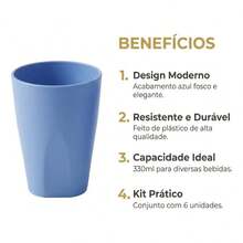 Set Of 30 Colorful Plastic Cups 330ml For Schools, Daycare Centers, And Parties - Baby Blue - View 3