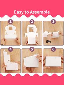 10/5PCS/1PC/White Cookie Boxes 6x6x3 Inches Easy Assemble Macaroon Pastry Boxes Bakery Boxes With Window For Bakery - White - View 7