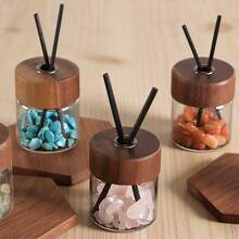 Natural Amethyst Crystal Reed Diffuser Set - Solid Black Walnut Cap, Empty Glass Container For DIY Essential Oil Aromatherapy - Wooden Diffuser Container - View 11