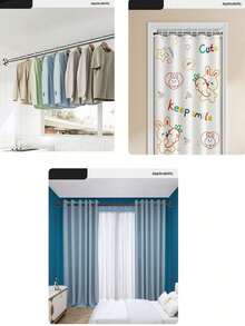 Stainless Steel Extendable Shower Curtain Rod Tension Pole, Net Voile Curtains Rail,Adjustable Telescopic Rods Extendable For Kitchen Cupboard Bathroom Window - A - View 5