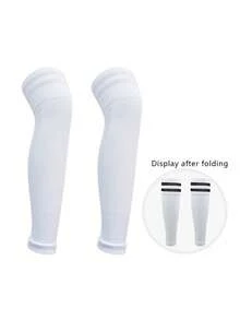 儿童过膝足球护腿套（1双），透气运动小腿套，高弹条纹压缩腿套，适合8-14岁儿童户外运动 - 彩色 - 查看 17