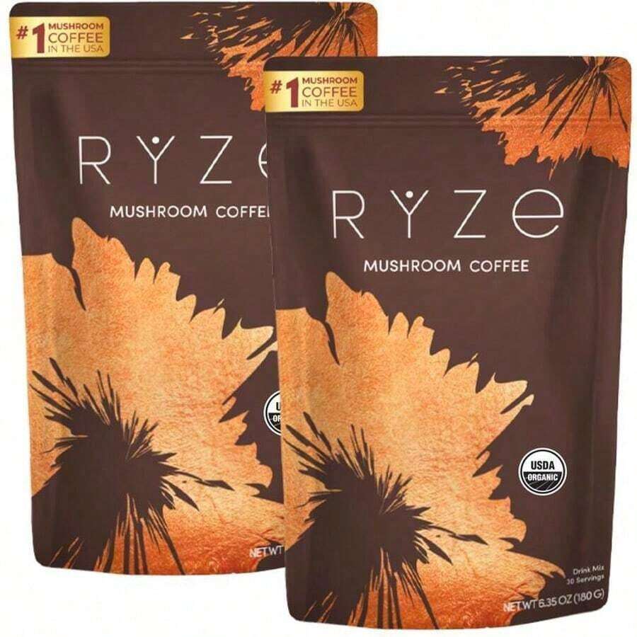 Starter Kit | Mushroom Coffee Bundle | 6 Adaptogenic Mushrooms |   USDA Organic |   Instant Coffee | 30 Servings Of Better Energy, Focus,Digestion &Lmmunity - 2個 - 查看 1