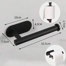 1pc Stainless Steel Wall-Mounted Toilet Paper Holder, Drill-Free Bathroom Kitchen Storage Rack - Multicolor - View 11