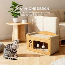 Cat Scratching Board Corrugated Large Space Cat Rest Villa Cat House Cat Bed With Scratch Pads Corrugated Pet Toys - TV - View 4