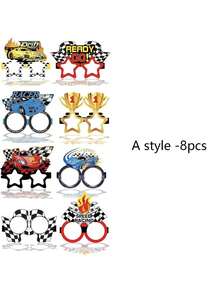 16pcs Racing Car Party Supplies - Racing Car Paper Glasses Frames, Car Trunk Themed Glasses, Birthday Shower Decorations - Multicolor - View 14