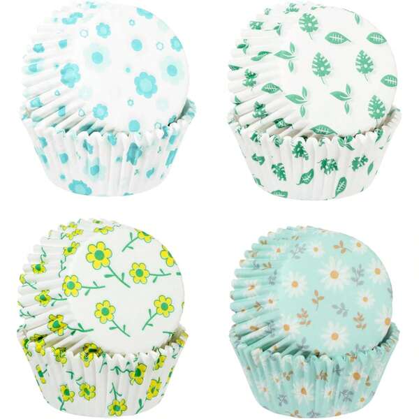 100 Count Standard Cupcake Liners Spring Floral Paper Baking Cups In 4 Kinds Colorful Muffin Cups Disposable Cupcake Wrappers For Spring Wedding Holiday Tea Party Baking Supplies