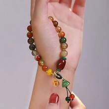 Elegant Glass Bead Bamboo Bracelet With Gold-Tone Accents - No Plating, Versatile Fashion Jewelry, Ideal For Daily Wear & Gifting, Fits All Seasons, Perfect For Valentine's Day - Multicolor - View 9