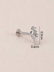 1pc Fashionable Minimalist Diamond Stainless Steel Leaf Earrings, Suitable For Women's Daily Wear - Leaves - View 11