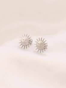 1 par de pendientes de tuerca de acero inoxidable con diseño de mini sol para mujer, joyería impermeable para perforación de cartílago y trago de la oreja - pendientes - Ver 9