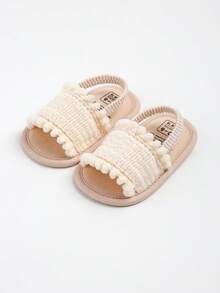 Giày sandal mùa hè cho bé trai và bé gái, giày dự tiệc, giày cưới, giày bệt, giày tập đi cho trẻ sơ sinh, giày tập đi cho bé 0-18 tháng. - Màu be - Xem 10