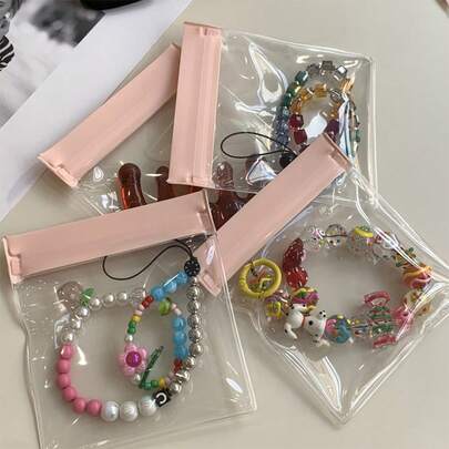 8 件装 EVA 抗氧化首饰收纳袋，多尺寸透明拉链袋，便携式旅行收纳包，适用于耳环、戒指、项链、手镯，耐用型度假风手提包收纳袋，房间装饰