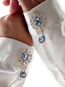 1 st/2 st manschettknappar med diamanter för skjortor, vintageknappar, klädaccessoarer, present, alla hjärtans dag-dekoration - Guld - Visa 1