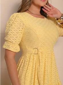 Women's Midi Dress, Three Marias Style, Lace Knit, Wedding, Evening, Formal And Nighttime, Elegant And Casual - 奶油黃 - 查看 3