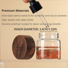 Natural Amethyst Crystal Reed Diffuser Set - Solid Black Walnut Cap, Empty Glass Container For DIY Essential Oil Aromatherapy - Wooden Diffuser Container - View 6