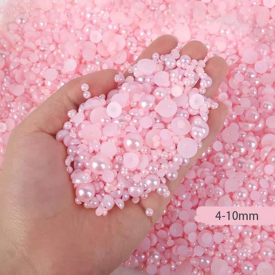 2560 hạt nhựa giả ngọc trai và pha lê, kích thước 4-10mm, dùng để tự làm trang sức, ốp điện thoại, gương trang điểm, cốc, giày dép.