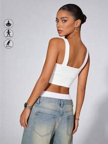 Runway Rest Top de yoga de la pista de aterrizaje, sujetador deportivo transpirable con función de amortiguación y recogida que le da una hermosa forma de espalda, top de entrenamiento para gimnasio - Blanco - Ver 2