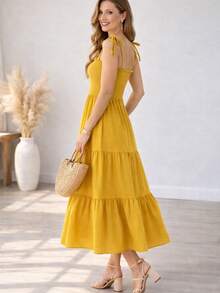 Floral Maxi Dress – Elegance And Comfort - Mostaza Amarilla - Ver 3