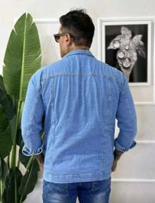 Men's Denim Twill Jacket - 藍色 - 查看 2