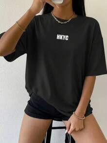 SET OF 3 WOMEN'S T-SHIRTS IMMEDIATE SHIPPING HYKC FOR WORKOUTS, GYM AND EVERYDAY CASUAL CHIC LOOKS, EASY AND TIMELESS - BLACK, WHITE aND NAVY BLUE - View 6