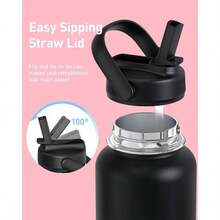 TOURIT 32 Oz Insulated Water Bottle, Stainless Steel Water Bottles With Straw, Double Wall Vacuum Metal For Cold And Hot Drinks, Leak Proof  Flask For Sports And Travel, Hot Pink - Màu hồng đậm - 32 ounce - Xem 3