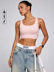 Runway Rest Yoga Tank Tops Breathable Sports Bra With Shockproof And Gathered Function Giving You A Beautiful Back Shape Workout Tank Gym Top - Baby Pink - View 3