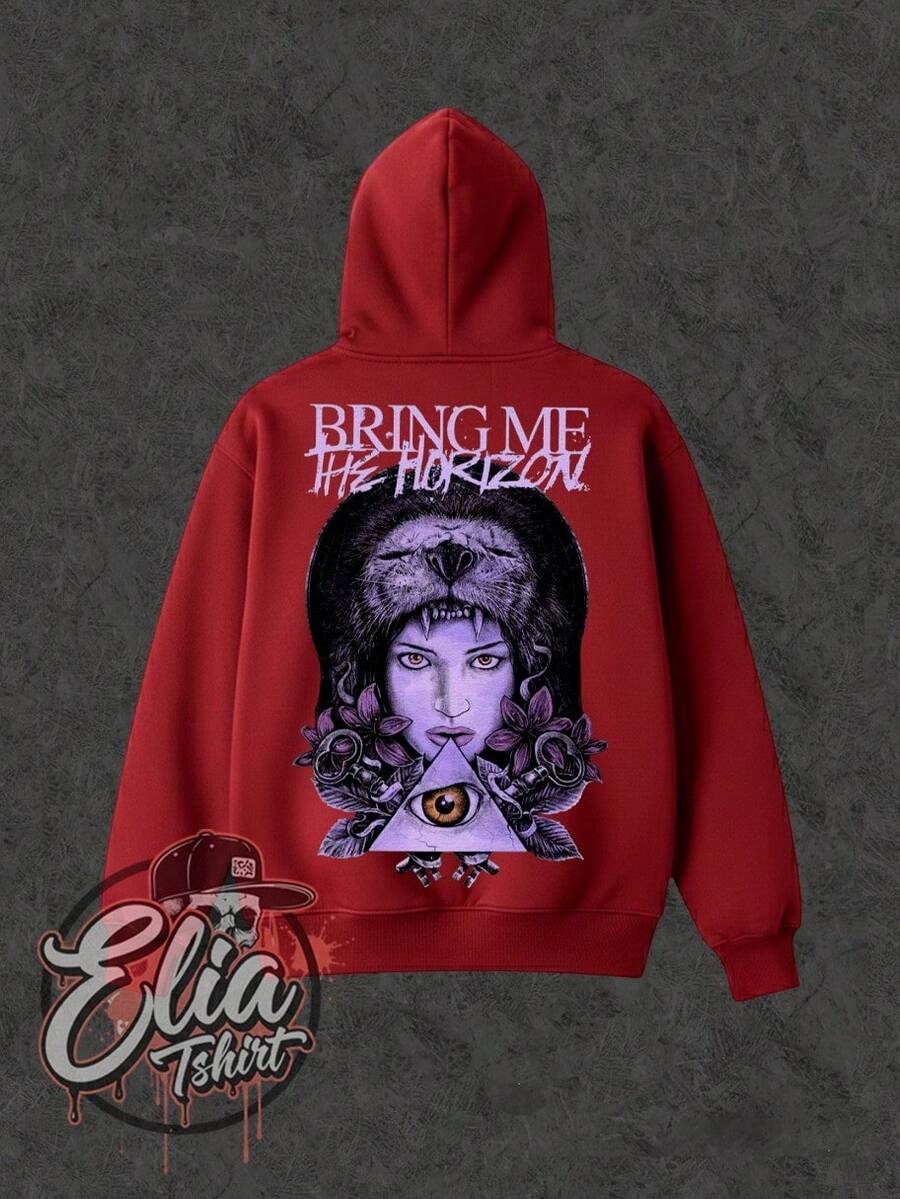 Comfortable Basic Sweatshirt For Everyday Wear. Bring Me The Horizon Music Singer Famous International National Urban Culture Rock Metal Rock N Roll Famous Band Singer Unisex Sweatshirt For Men And Women 50% Cotton 50% Polyester Top Premium Streetwear New Release Immediate Shipping Various Colors!! - 紅色 - 查看 1