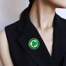 1枚圣帕特里克节派对胸针，爱尔兰三叶草金属徽章 - 綠色 - 查看 4