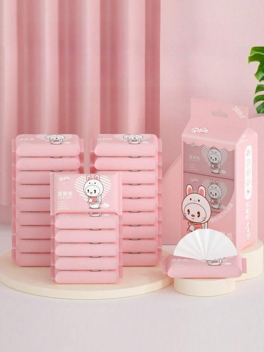 Dissolvable Wet Toilet Paper, Small Pack Portable Adult Feminine Private Part Cleaning Wet Wipes, Flushable - Multicolor - View 1