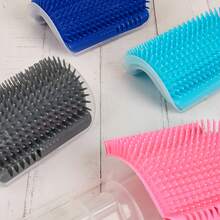 Wall-Mounted Cat Self-Cleaning Grooming Comb | Durable PP Material, Easy-To-Use Adhesive Strip, Convenient Assembly, Space-Saving Design, Ergonomic Pet Grooming Tool For Kittens And Small Dogs | Lightweight, High-Quality Bristles - Multicolor - View 7