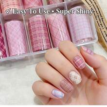 10色蕾丝花朵美甲贴纸，DIY哥特暗黑美甲贴花转印箔，新年郁金香星空美甲贴纸，适合美甲沙龙和个人使用，盒装美甲装饰（不含胶水），是送给女性和女孩的理想美甲配件礼物。 - 彩色 - 查看 10