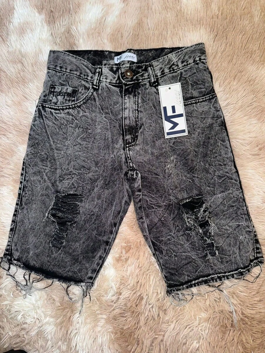 Men's Ripped Denim Shorts, MF SK Modern Style. - 灰色 - 查看 1