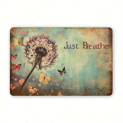 1pcs 2D Flat 12*8 Inches Just Breathe - Retro Dandelion & Calm Sign Metal Tin Sign - Bold Retro Nature & Mindfulness Illustration Wall Art Home Decor, Yoga Room Decor, Nature Lover Decor, Bold Retro Typography Art Decor, Vintage Distressed Teal & Rust Background Decor, Just Breathe Sign DecorWaterproof And Easy To Hang. Indoor And Outdoor Wall Decoration, It's Birthdays, Anniversaries, Valentine's Day, New Year's, And Other Occasions. Also An Personalized Family, Boyfriends, Girlfriends, And Friends-Metal Nameplate.