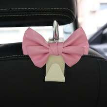 AD High-End Leather Bowknot Multi-Function Car Seat Back Hook, Hanging Organizer - White Powder - View 2