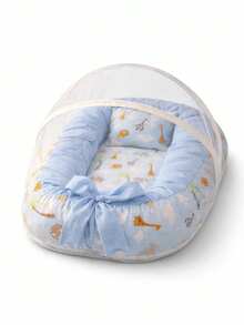 Baby Nest Reducer With Mosquito Net – Comfort And Safety For Baby - BLUE  BB - View 3